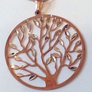 Mia Fiore Sterling Silver Rose Gold Tree Necklace